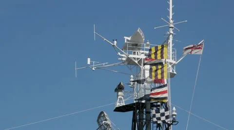 Ship radio tower and flags Vídeo Stock 10731065