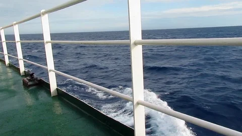 Ship railing with Waves to Antarctica Stock Footage 125739171