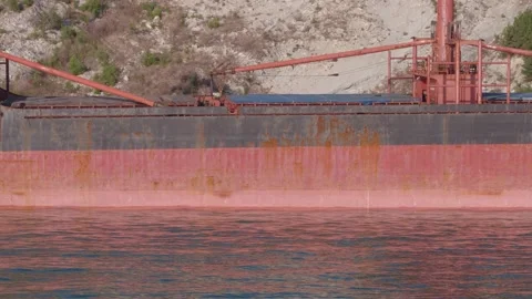 The ship ran aground. Environmental pollution at sea. Aerial view. grounded ship Stock Footage 137653765