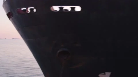 The ship ran aground. Environmental pollution at sea. Aerial view. grounded ship Stock Footage 137656242