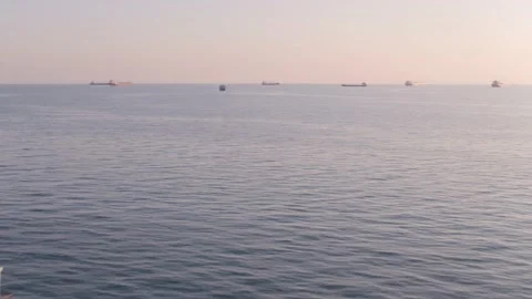 The ship ran aground. Environmental pollution at sea. Aerial view. grounded ship Stock Footage 138834862