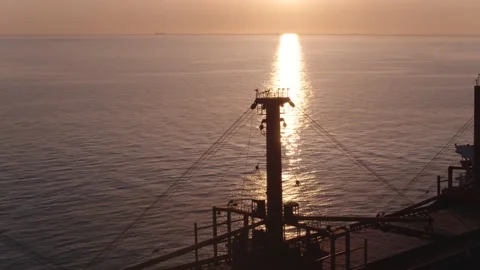 The ship ran aground. Environmental pollution at sea. Aerial view. grounded ship Stock Footage 138835120