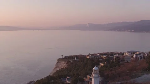 The ship ran aground. Environmental pollution at sea. Aerial view. grounded ship Stock Footage 138835346