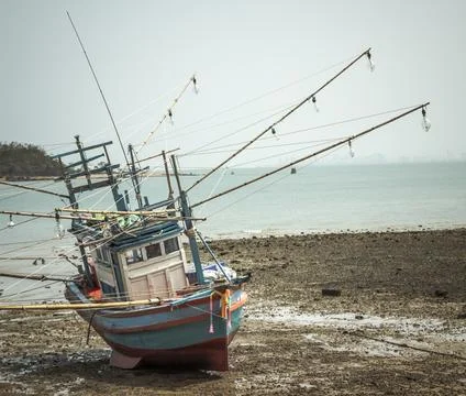The ship ran aground Stock Photos