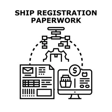 Ship registration paperwork process managing documents Stockillustratie