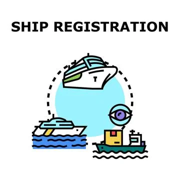 Ship registration process concept with various vessels Stock Illustration