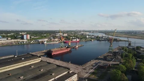 Ship repair harbor Stock Footage 159280281