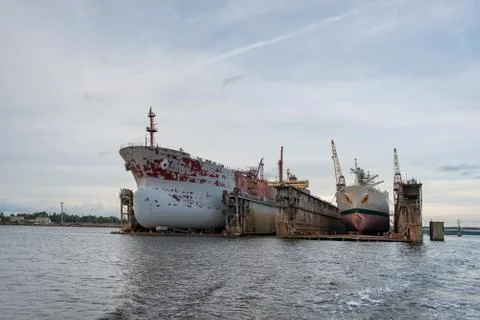 Ship repairs floating docks. Foto stock