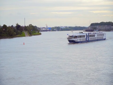 The ship is on the Rhine Stock Footage 81542355