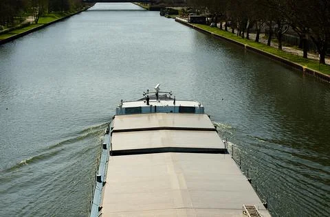 Ship on riber Stock Photos