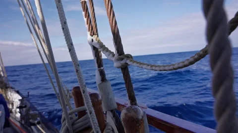 Ship Rigging with Snow Above Ocean in Drake Passage Video stock 335078771