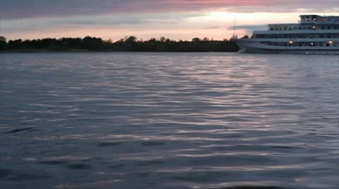 Ship on the river Video stock 11063053