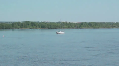 Ship on river Stock Footage 26323296