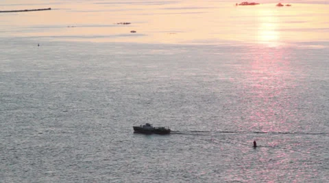 Ship on river Stock Footage 26323528