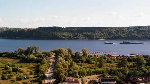 Ship on the river Stock Footage 146328354