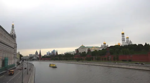 Ship on river near the Kremlin Stock Footage 68742070
