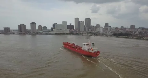 Ship on River to New Orleans Stock Footage