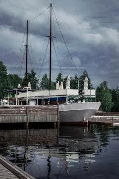 Ship on the river Stock Photos