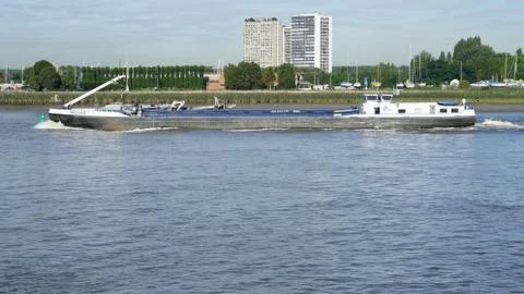 Ship on a river Stock Photos