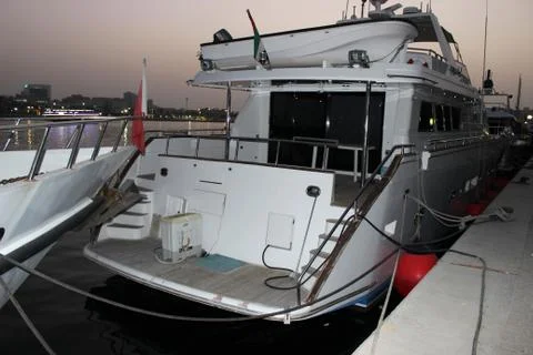 Ship on river Stock-Fotos