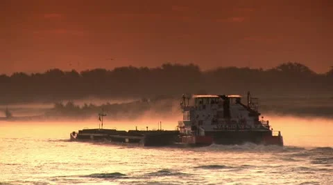 Ship on River Rhine Stock Footage 12661911