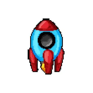 Ship rocket toy pixel art vector illustration Stock Illustration