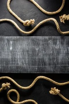 Ship rope at black Stock Photos