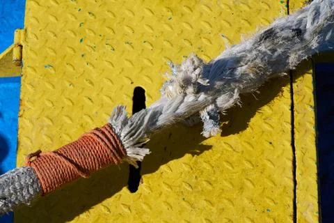 Ship Rope Mended With A String Stock Photos