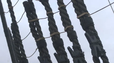 Ship ropes sailing ship. Stock Footage 66187535