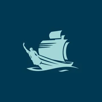 Ship with rostrum sign Stock Illustration