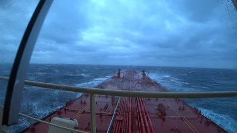 Ship in rough sea Stock Footage 91574033