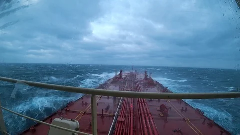 Ship in rough sea Stock Footage 91574163