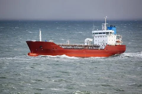 Ship in rough sea Stock Photos