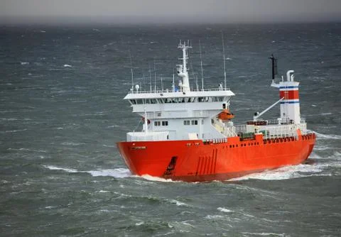 Ship in rough sea Stock Photos