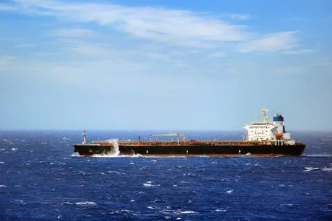 Ship in rough sea Stock Photos