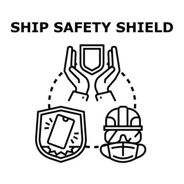 Ship safety shield protecting workers and digital devices Stock Illustration