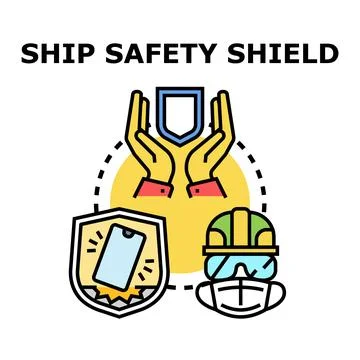 Ship safety shield protecting workers and digital devices Stock Illustration
