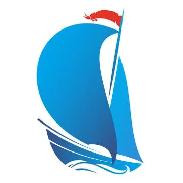 Ship with sail vector Illustrazione stock