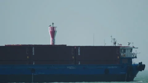 The ship sailed on the river Stock-Footage 244324655