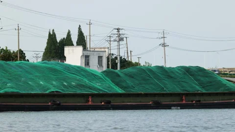 The ship sailed on the river Stock Footage 244324796