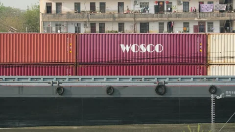 The ship sailed on the river Stock Footage 244324842