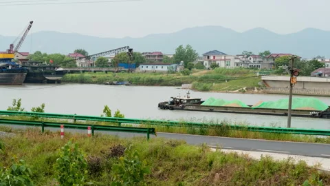 The ship sailed on the river Stock Footage 244325007