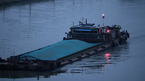 The ship sailed on the river Stock Footage 244325078