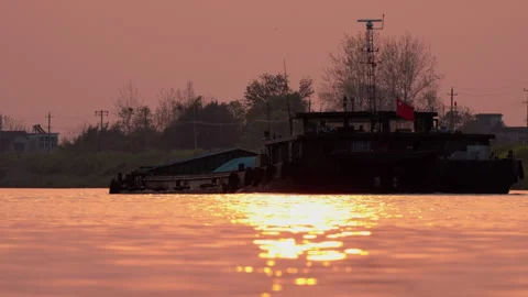 The ship sailed on the river Stock Footage 244325104