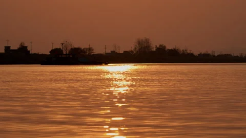 The ship sailed on the river Video stock 244394764