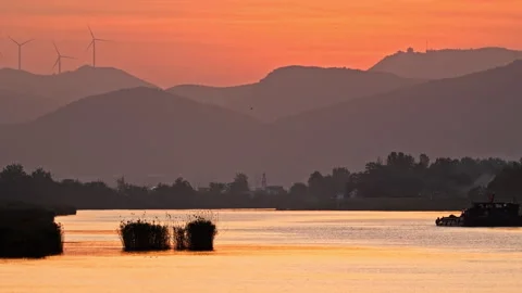 The ship sailed on the river Video stock 244394854