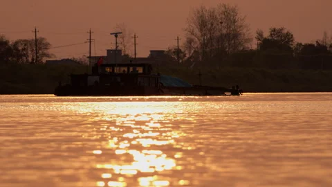The ship sailed on the river Video stock 244394900