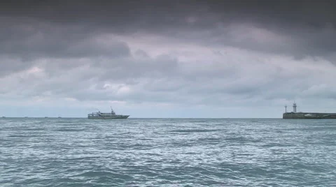 Ship is sailing across the sea Video stock 1068712