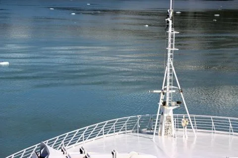 Ship Sailing in Cold Ocean Stock Photos