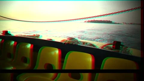 Ship sailing glitch effect Vídeo Stock 165455122